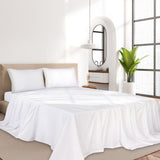 Dreamz 4pcs King Size 100% Bamboo Bed Sheet Set in White Colour-1910113201593389062