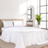 Dreamz 4pcs Queen Size 100% Bamboo Bed Sheet Set in White Colour-1937319838997417990