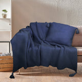 DreamZ Knitting Throw Blanket Cushion Navy-1910113223319883782