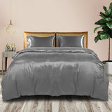 DreamZ Silky Satin Quilt Cover Set Bedspread Dark Grey King-1910113197638160390
