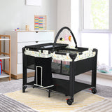 BoPeep Baby Cot Bed Crib Portable Bassinet Black-1910113153782517766