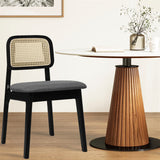 Levede 2x Dining Chair Wood Rattan Armless Black-1937319813961617414