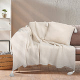 DreamZ Knitting Throw Blanket Cushion Beige-1910113222975950854
