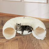 Pawz Cat Tunnel Foldable Fluffy Plush Play Tube Beige-1937319811298234375
