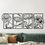 Yezi Metal Wall Art 4Pcs Floral Minimalist Line Decor-1937319819200303110