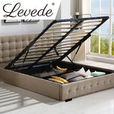 Levede Fabric Bed Frame Queen Tufted Beige-1910113203761844230
