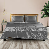 DreamZ Silky Satin Sheets Fitted Double Grey-1910113195188686854
