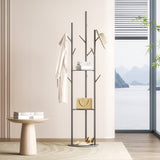 Levede Coat Rack Clothes Stand 8 Hook Organizer Black-1910112989923643398