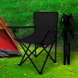 Levede Camping Chairs Folding Arm Foldable Black-1910112907274883078
