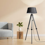 EMITTO Tripod Wooden Floor Lamp Shaded Grey-1910112866611105798