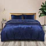 DreamZ Silky Satin Quilt Cover Set Bedspread Blue Super King-1910113199378796550