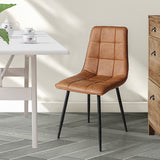Levede 4x Dining Chairs Kitchen Chair Brown Faux Leather-1937319839714643974