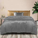 DreamZ Silky Satin Quilt Cover Set Bedspread Dark Grey Single-1910113199051640838