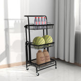 Levede 3 Tier Kitchen Trolley Cart Swivel Black Colour-1910112822990344198