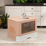 PaWz Foldable Cat Litter Box Tray Enclosed Pink-1910112470102577158