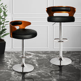 Levede 1x Kitchen Bar Stools Gas Lift Black Silver-1910113240004825094