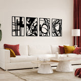 Yezi Metal Wall Art 4Pcs Abstract Minimalist Line Decor-1937319819355492358