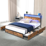 Levede Queen Bed Frame RGB LED 4 Drawers USB-1937319839207133190