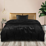 DreamZ Silky Satin Quilt Cover Set Bedspread Black Single-1910113198724485126