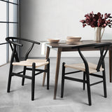 Levede 2x Dining Chairs Wooden Hans Black-1910113283671724038