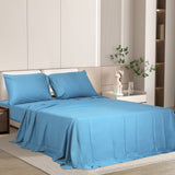 Dreamz 4pcs Double Size 100% Bamboo Bed Sheet Set in Blue Colour-1937319838838034438