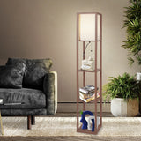 EMITTO LED Floor Lamp with Storage Shelf Brown-1910112865071796230