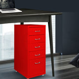 Levede 5 Drawer Office Cabinet Drawers Red-1917016720799830022