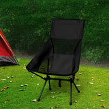 Levede Camping Chair Folding Outdoor Large Black-1910112916137447430