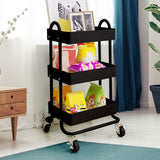 Levede 3 Tiers Kitchen Trolley Cart Black-1917016721257009159
