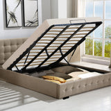 Levede Fabric Bed Frame King Tufted Beige-1910113203430494214