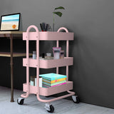 Levede 3 Tiers Kitchen Trolley Cart Pink-1917016721554804744