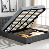 Levede Fabric Bed Frame King Tufted Dark Grey-1910113203594072070