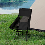 Levede Camping Chair Folding Outdoor Large Black-1910112916137447431