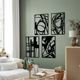 Yezi Metal Wall Art 4Pcs Abstract Minimalist Line Decor-1937319819355492359