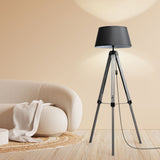 EMITTO Tripod Wooden Floor Lamp Shaded Grey-1910112866611105799