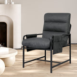 Levede Metal Framed Lounge Chair Linen in Dark Grey-1919278353454600199