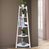 Levede 5 Tier Corner Shelf Wooden Storage White-1917016724704727046