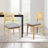 Levede 2x Dining Chair Wood Rattan Armless Natural-1937319814116806663