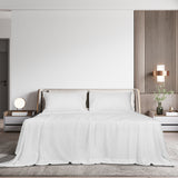 Dreamz 4pcs King Size 100% Bamboo Bed Sheet Set in White Colour-1910113201593389063