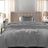 DreamZ Silky Satin Quilt Cover Set Bedspread Dark Grey King Single-1910113198095339527