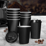 200 Pcs 16oz Disposable Takeaway Coffee Black-1910113172975652871