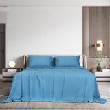 Dreamz 4pcs Queen Size 100% Bamboo Bed Sheet Set in Blue Colour-1910113201777938439