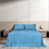 Dreamz 4pcs Double Size 100% Bamboo Bed Sheet Set in Blue Colour-1937319838838034439
