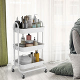 Levede 3 Tiers Kitchen Storage Trolley White-1917016722657906695