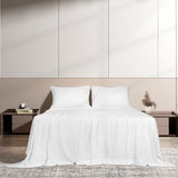 Dreamz 4pcs Double Size 100% Bamboo Bed Sheet Set in White Colour-1910113200951660551