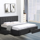 Levede Fabric Bed Frame Double Tufted Dark Grey-1910113204252577799