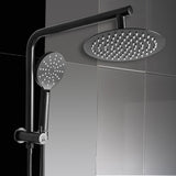 Shower Head High Pressure Set Rain Round Black-1910113243339296775