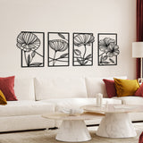 Yezi Metal Wall Art 4Pcs Floral Minimalist Line Decor-1937319819200303111