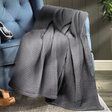 DreamZ Throw Blanket Cotton Waffle Blankets Grey Single-1919892917133119495