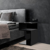 Levede 1xBedside Tables Drawers Side Black-1910112901423828999